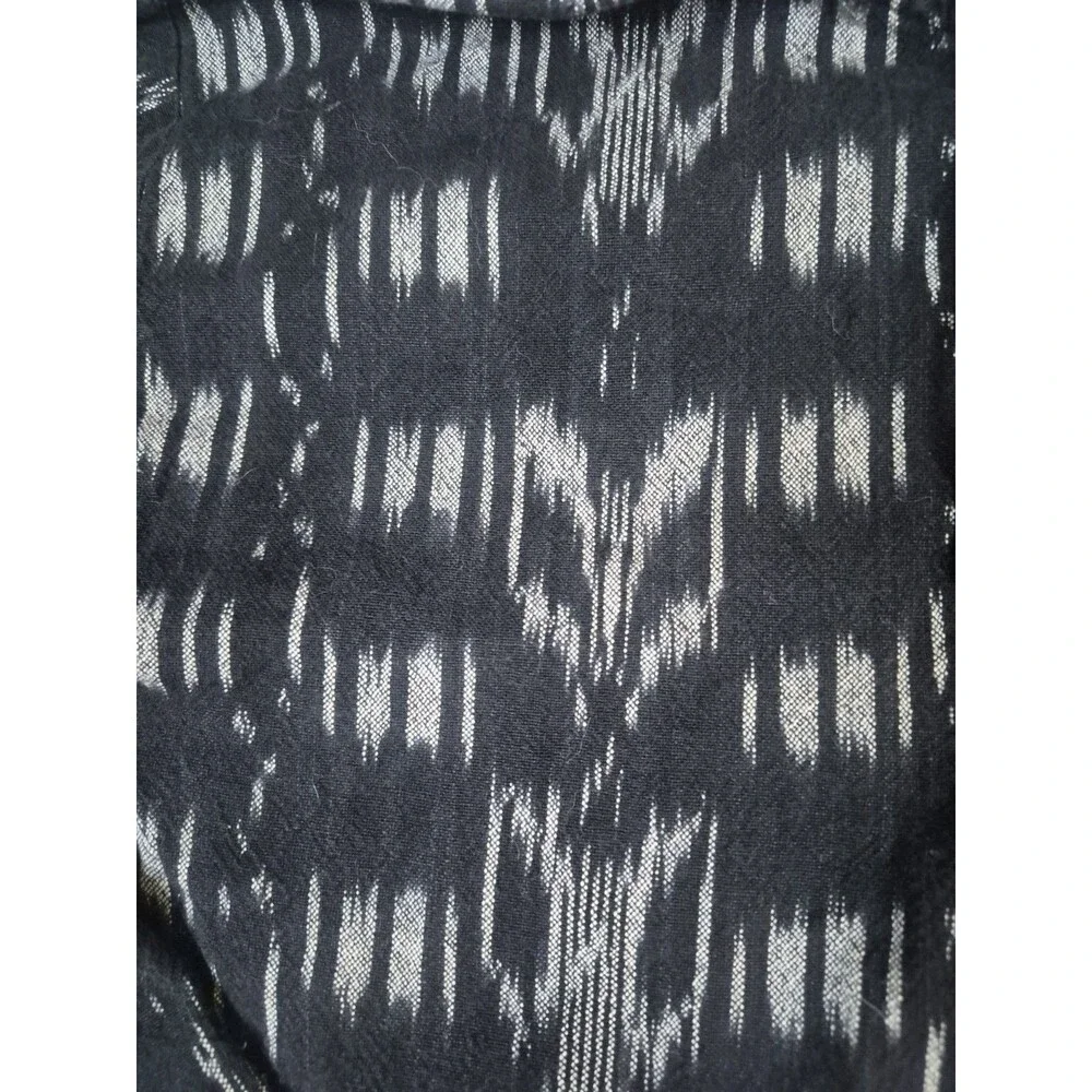 Stussy Pullover Mens SzSmall Gray Ikat Print Hoodie Quarter Button Beach Cotton